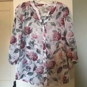 LOFT 3/4 Sleeve Woven Blouse